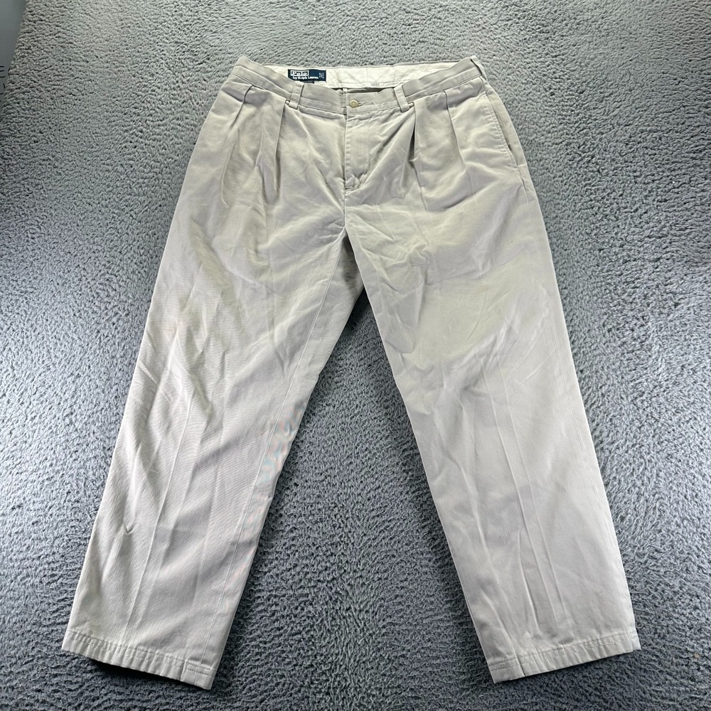 Polo by Ralph Lauren Pant Mens 34x29 Beige Cotton Kahkis Straight Leg Workwear